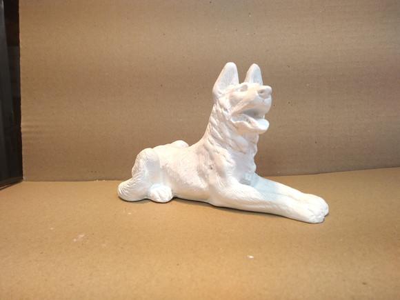 Escultura Cão Pastor Alemão Imagem em Gesso Cru para Pintar