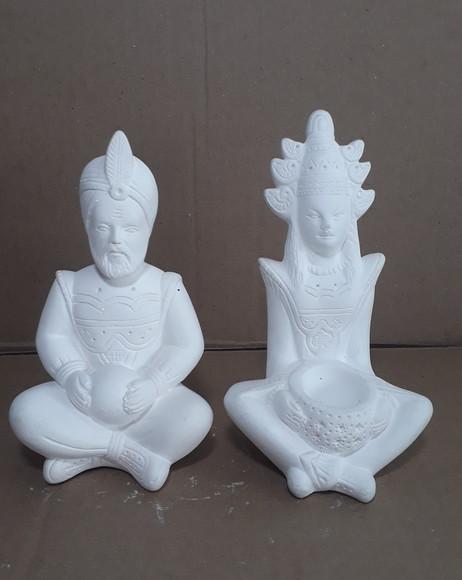 Escultura Casal de Marajá Imagem em Gesso Cru para Pintar