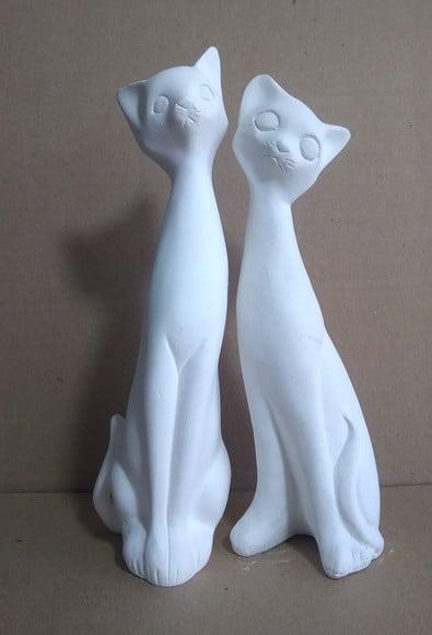 Escultura Casal Gato Francês 2 Imagem em Gesso Cru P/pintar