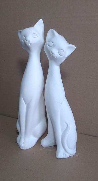 Escultura Casal Gato Francês 2 Imagem em Gesso Cru P/pintar
