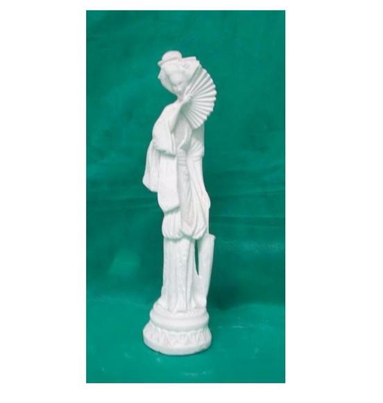 Escultura Chinesa Fina Leque em Gesso Cru para Pintar