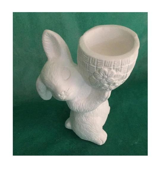 Escultura Coelho com Cesto para o Alto para Pintar
