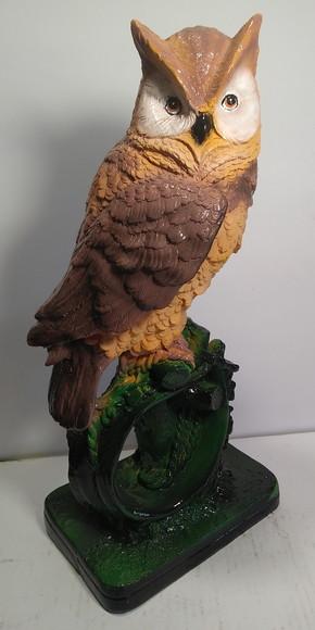 Escultura Coruja Imagem em Gesso Coruja Grande com Corrente