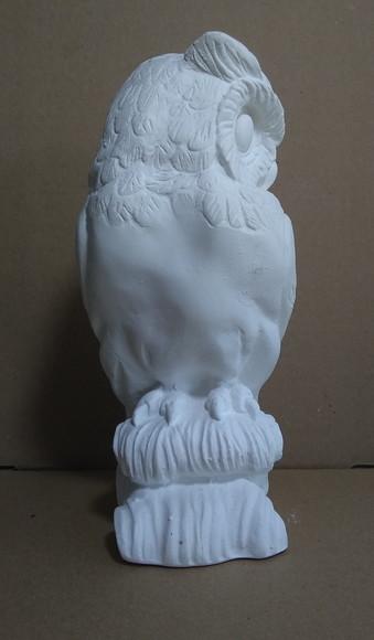 Escultura Coruja no Tronco em Gesso Cru para Pintar