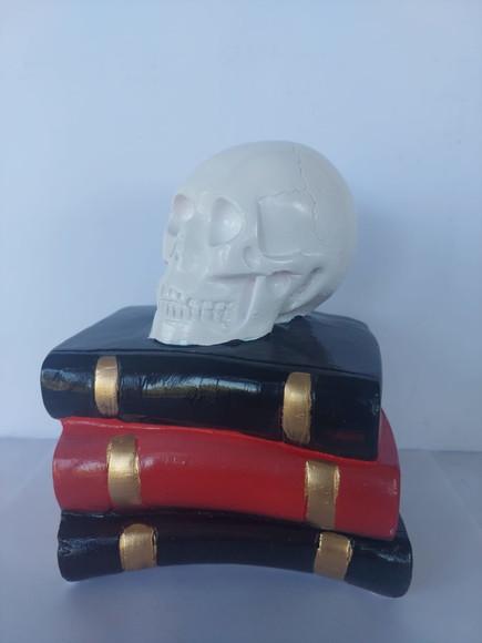 Escultura Cranio Em Cima Dos Livros Imagem
