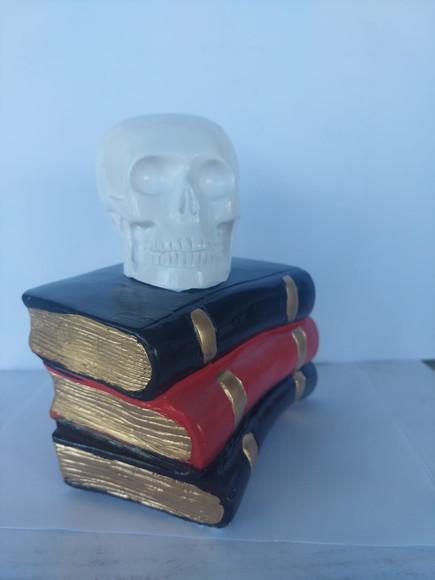 Escultura Cranio Em Cima Dos Livros Imagem