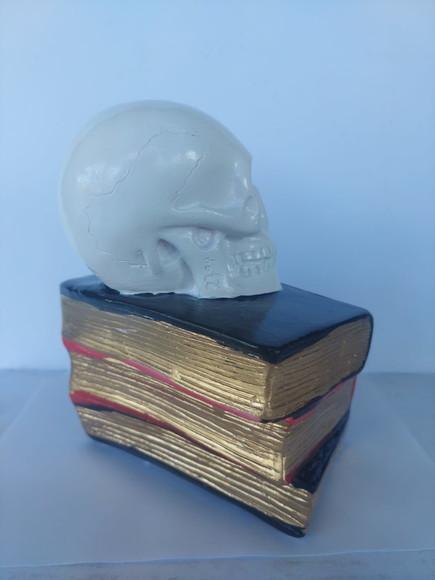 Escultura Cranio Em Cima Dos Livros Imagem