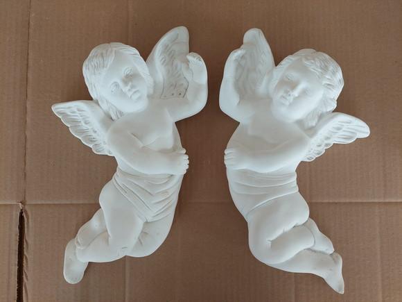 Escultura de Par de Anjos Gordos de Parede para Pintar
