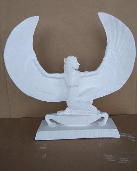 Escultura Egípcia Ísis Imagem em Gesso Cru para Pintar