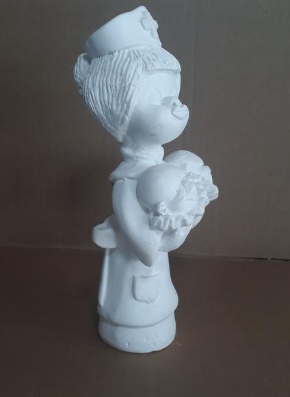 Escultura Enfermeira Imagem em Gesso Cru para Pintar