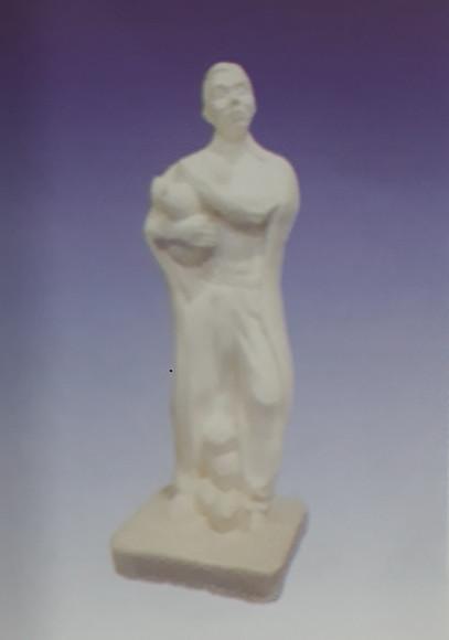Escultura Exu Sete Cocos Imagem Baiano 7 Cocos Gesso Cru