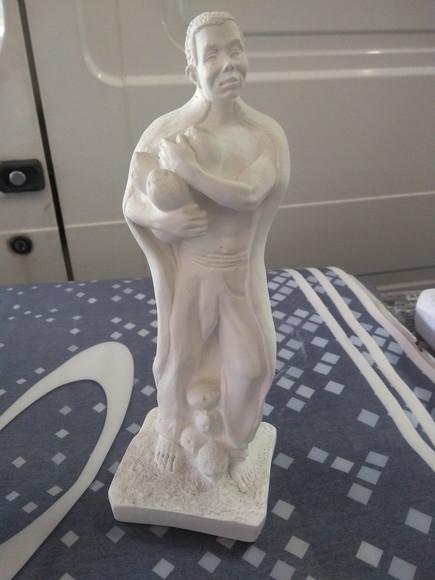 Escultura Exu Sete Cocos Imagem Baiano 7 Cocos Gesso Cru