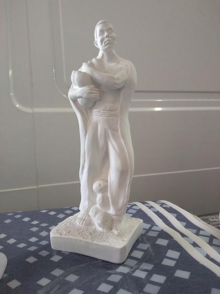 Escultura Exu Sete Cocos Imagem Baiano 7 Cocos Gesso Cru