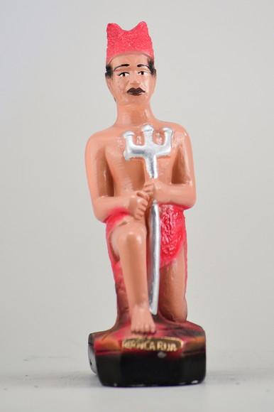 Escultura Exu Tranca Rua Ajoelhado Imagem em Gesso Grande