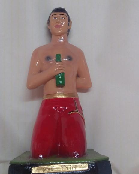 Escultura Exu Tiriri Ajoelhado Imagem Titi Grande em Gesso