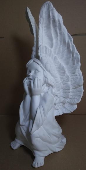 Escultura Fada Pensativa Imagem Anjo Pensando em Gesso Cru