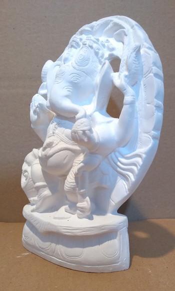 Escultura Ganesha Da Cobra Em Gesso Cru Ganes Ha