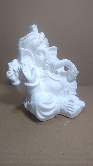 Escultura Ganesha Imagem Estátua Ganesh C/turbante Gesso Cru