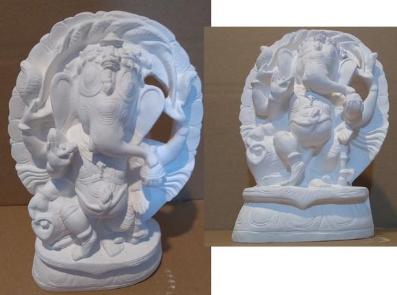 Escultura Ganesha Da Cobra Em Gesso Cru Ganes Ha