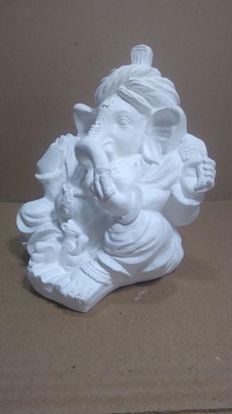 Escultura Ganesha Imagem Estátua Ganesh C/turbante Gesso Cru