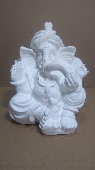 Escultura Ganesha Imagem Estátua Ganesh C/turbante Gesso Cru