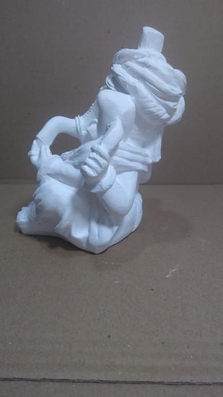 Escultura Ganesha Imagem Estátua Ganesh C/turbante Gesso Cru