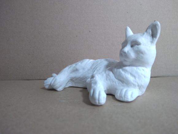 Escultura Gato Felicio Imagem em Gesso Cru para Pintar