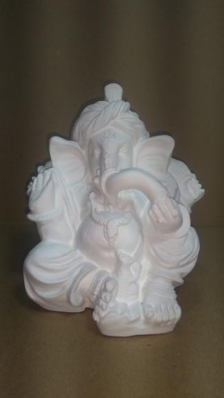 Escultura Ganesha Imagem Estátua Ganesh C/turbante Gesso Cru