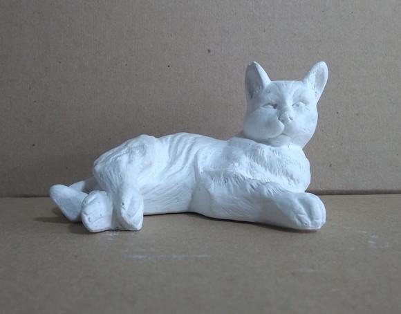 Escultura Gato Felicio Imagem em Gesso Cru para Pintar