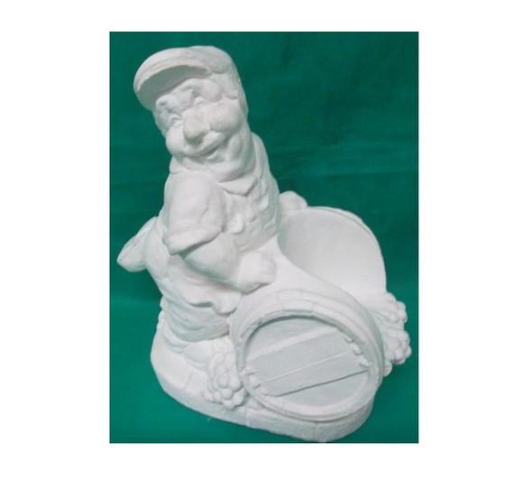 Escultura Italiano do Barril em Gesso Cru Porta Garrafa