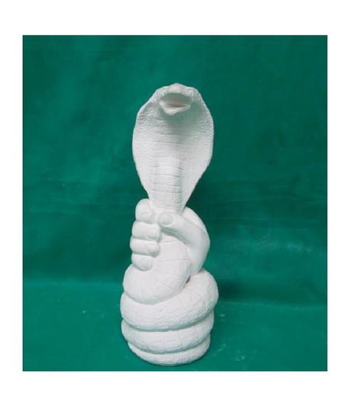 Escultura Mão Segurando Cobra Naja para Pintar 30cm