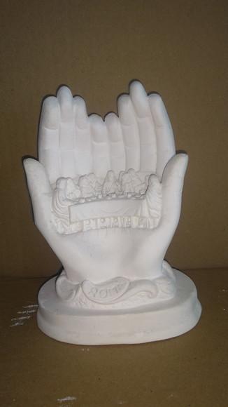 Escultura Mão Santa Ceia em Gesso Cru p/ Pintar Como Desejar