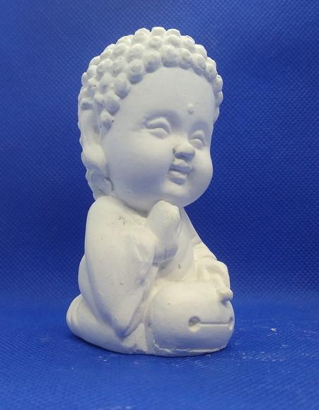 Escultura Mini Buda Imagem do Monge em Gesso Cru