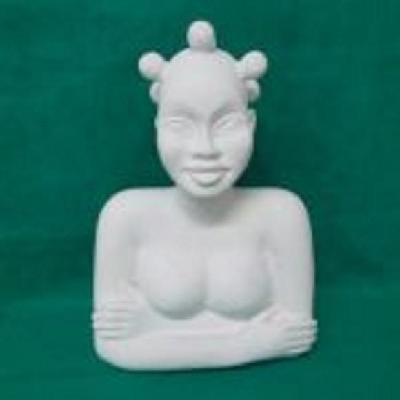 Escultura Namoradeira Negra Grandeem Gesso Cru