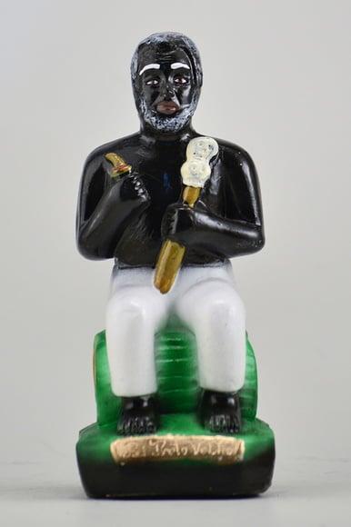 Escultura Pai Preto Velho Imagem 100% em Gesso Puro Natural