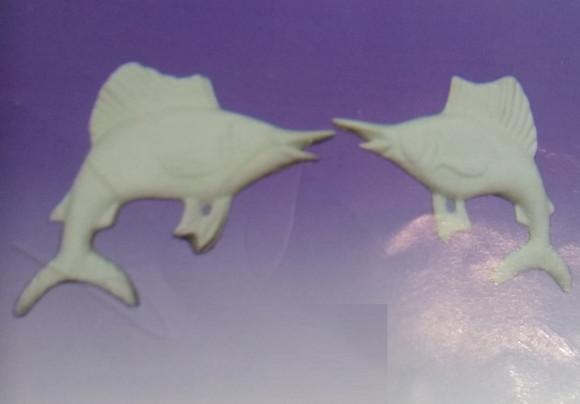 Escultura Par de Peixes Marlim de Parede em Gesso Cru