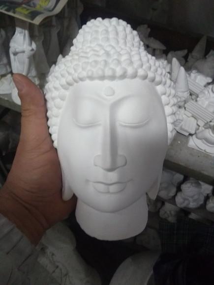 Escultura Placa Busto de Buda Imagem em Gesso para Pintar