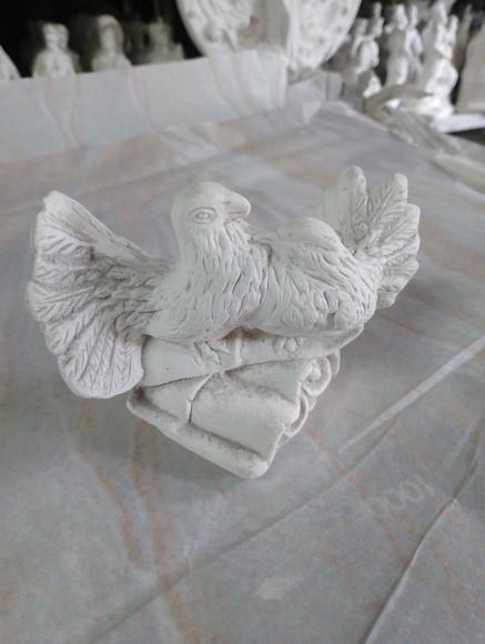 Escultura Pomba e Pombo Leque para Pintar em Gesso