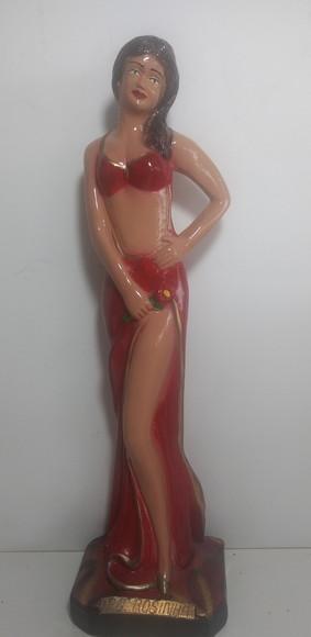 Escultura Pomba Gira Rosinha Imagem 100% Gesso Natural 35cm