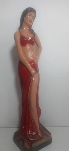 Escultura Pomba Gira Rosinha Imagem 100% Gesso Natural 35cm