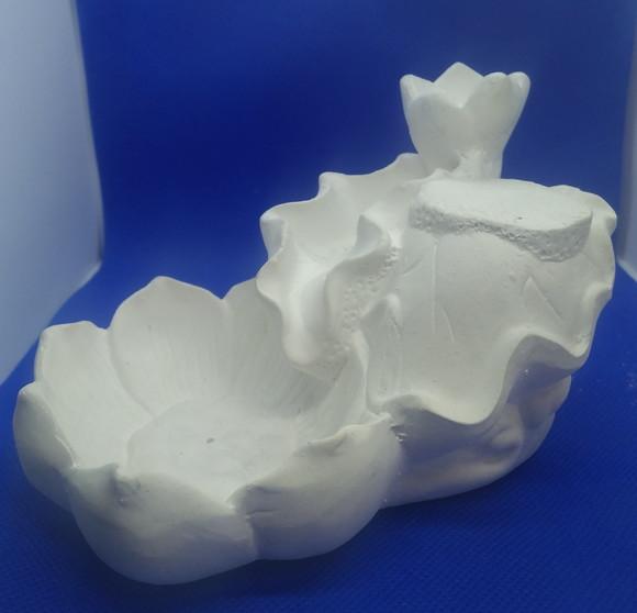 Escultura Porta Incenso Cachoeira Flor Pintar em Gesso Cru