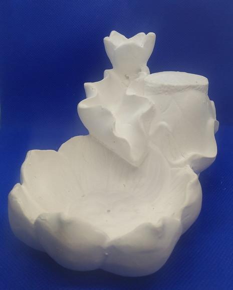 Escultura Porta Incenso Cachoeira Flor Pintar em Gesso Cru