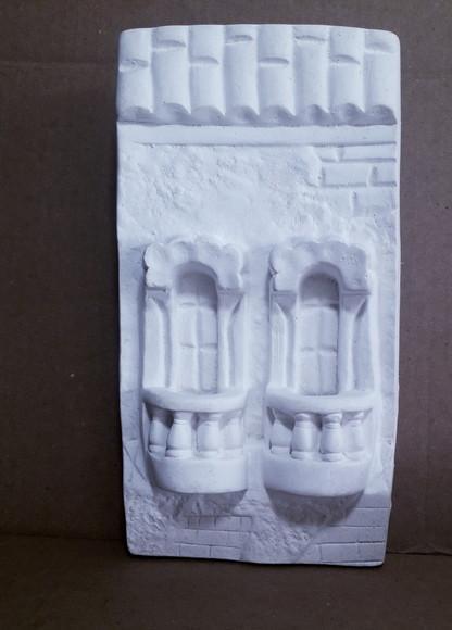Escultura Portal Duas Sacadas de Parede para Pintar em Gesso