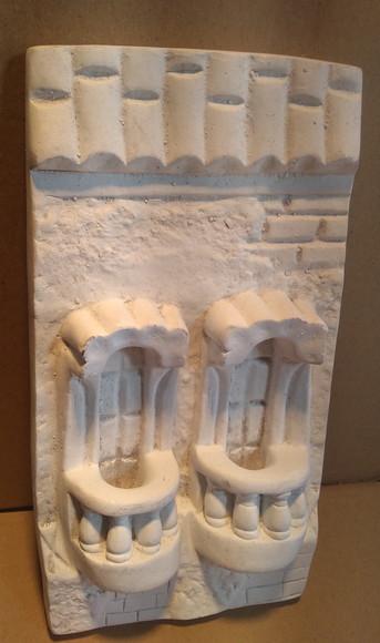 Escultura Portal Duas Sacadas de Parede para Pintar em Gesso