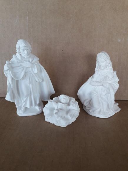 Escultura Presépio de 3 Peças Imagem em Gesso para Pintar
