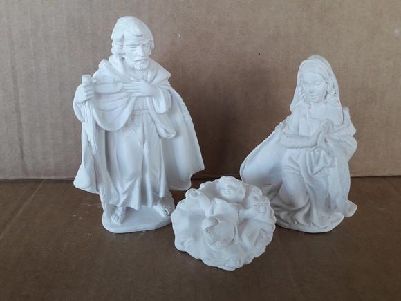 Escultura Presépio de 3 Peças Imagem em Gesso para Pintar