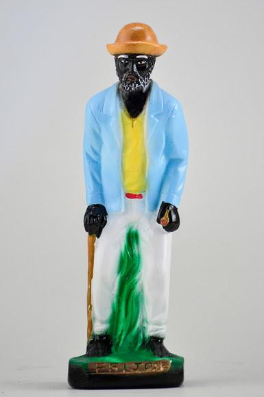 Escultura Preto Velho Pai José Imagem em Gesso Natural