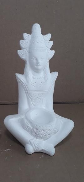 Escultura Rainha Hindu Imagem em Gesso Cru para Pintar
