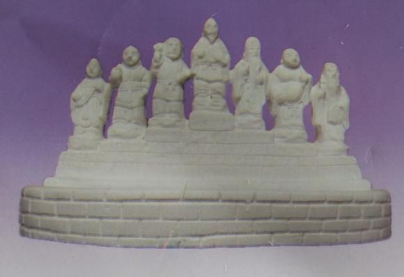 Escultura Samurais na Fonte Imagem em Gesso Cru para Pintar