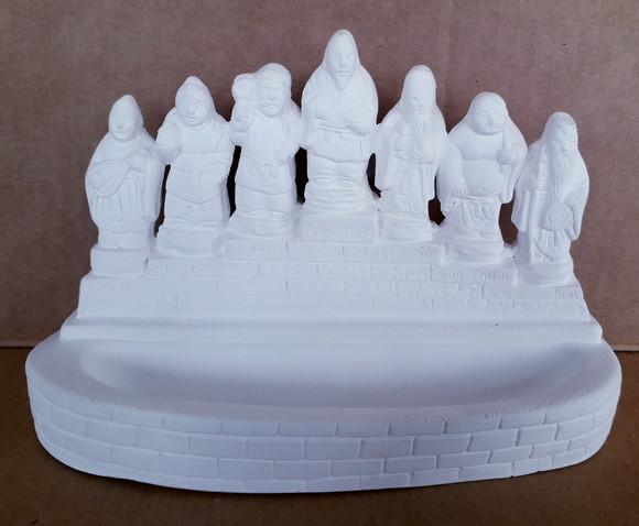 Escultura Samurais na Fonte Imagem em Gesso Cru para Pintar